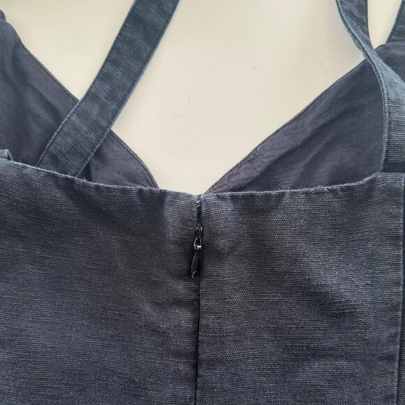 FREE SHIPPING! CLUB MONACO - Black/Navy Linen Midi Jumpsuit w Pockets! - Picture 8 of 11